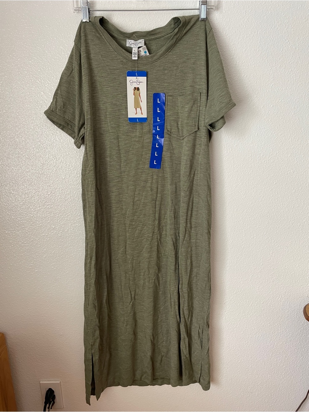 Jessica Simpson Olive Green Pocket Tee Dress